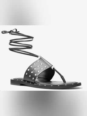 Michael kors Black Jagger Stud Flat Sandal Ankle Tie 7